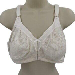 Bali 38D Bra White Floral Flower Lace Double Support 3372 Wireless Wire Free